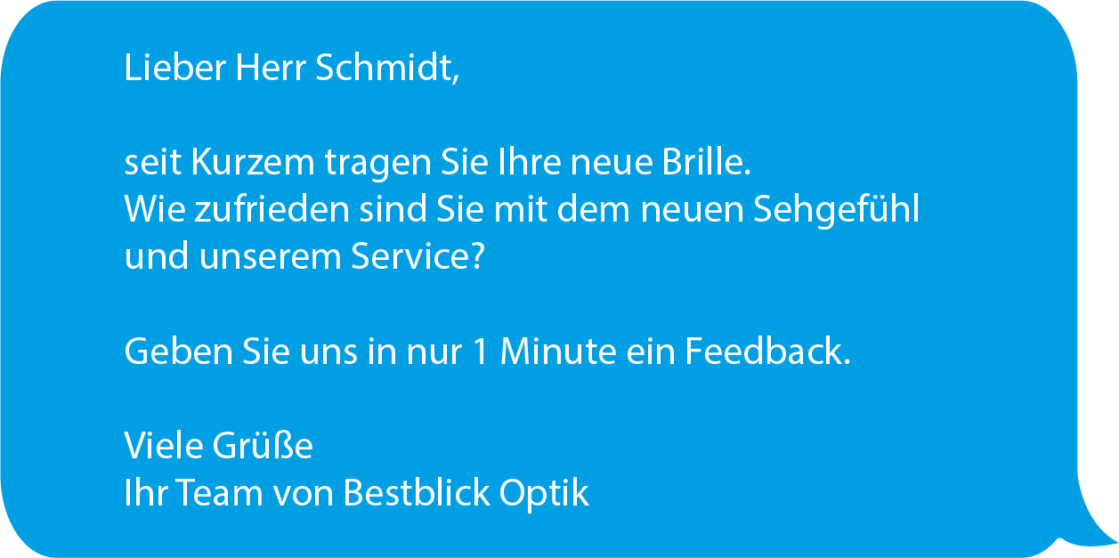 Screenshot Sprechblase mit Informationen vom Optiker
