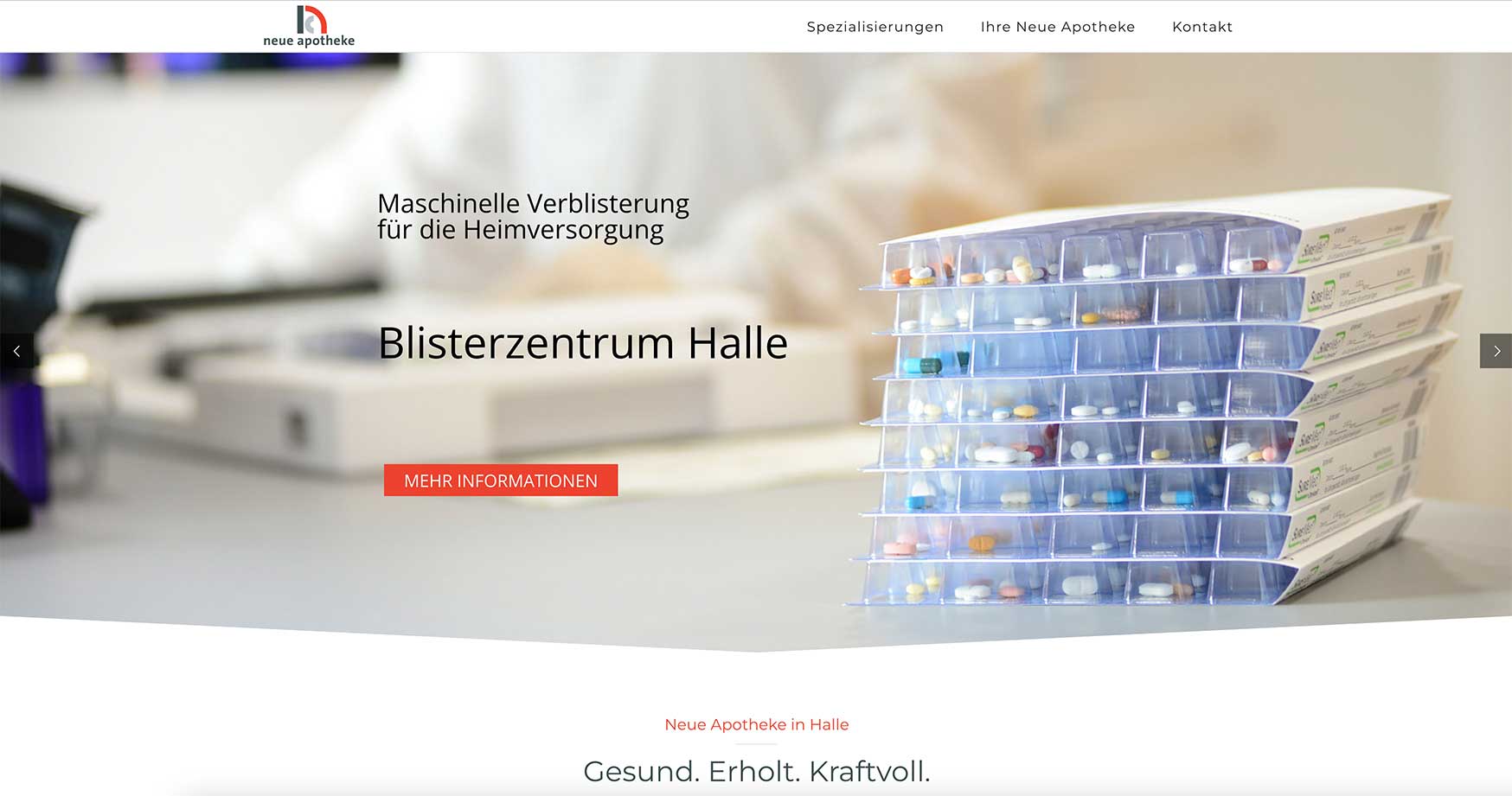 Webseite Blisterzentrum Halle