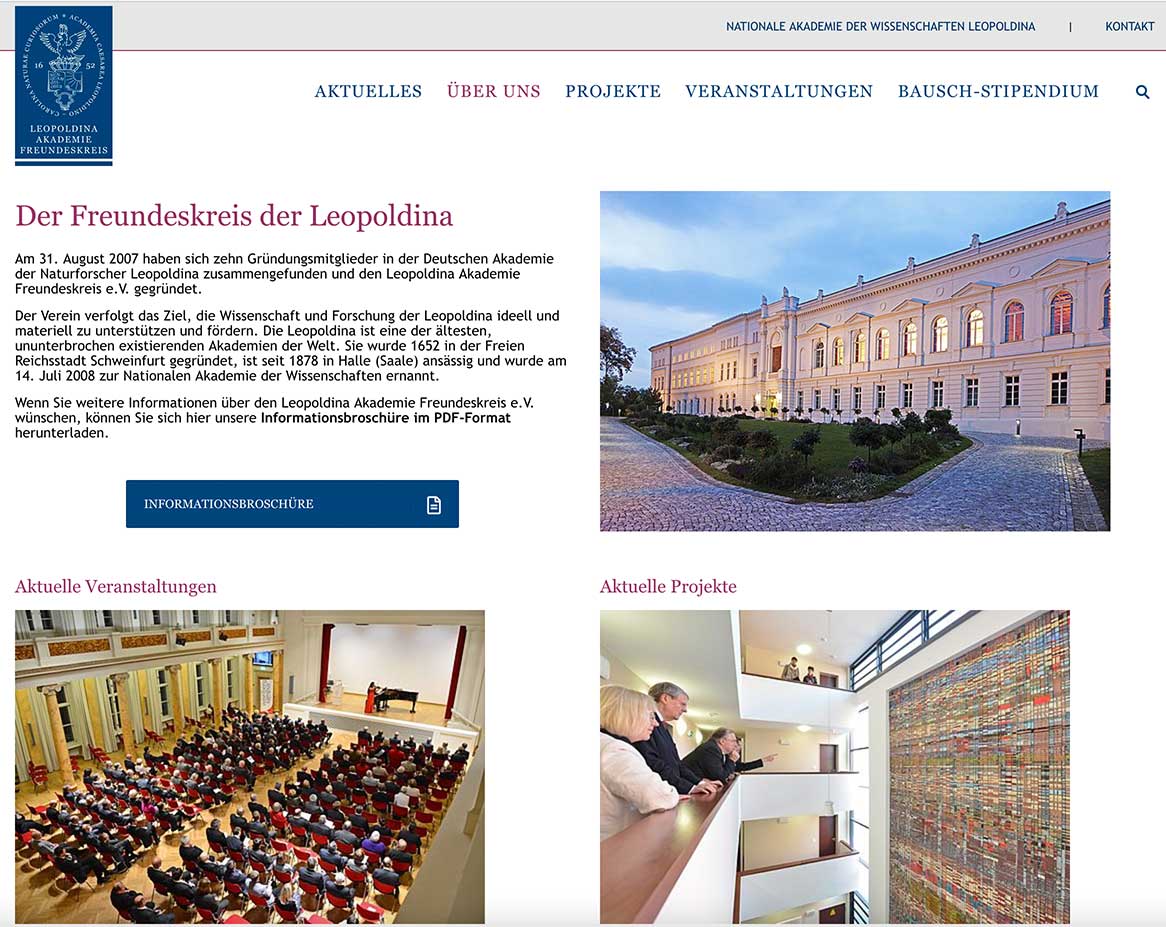 Webseite Leopoldina Akademie Freundeskreis